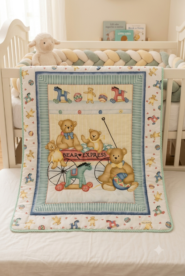 Producto - Acolchado Infantil para practicuna - "Expreso Ositos" - 0