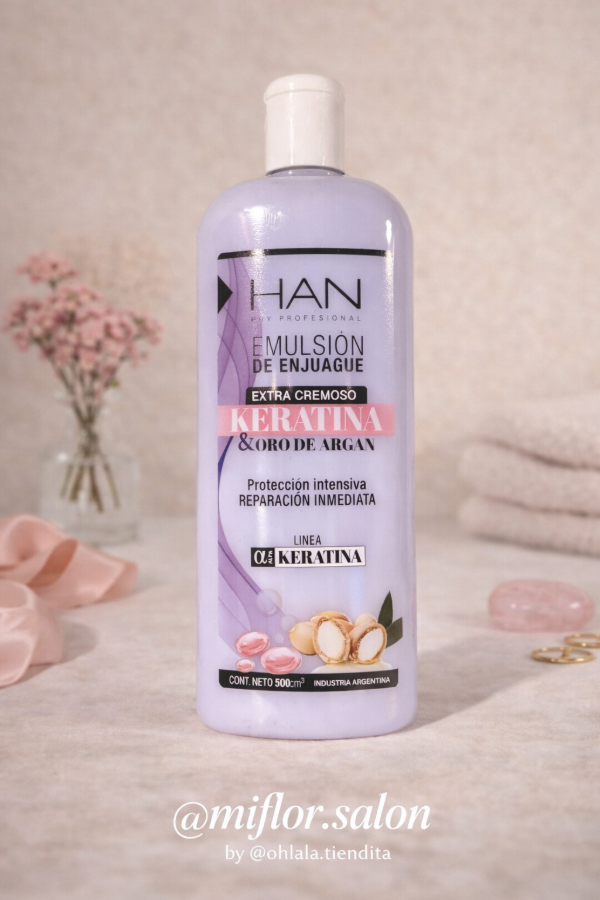 Producto - Emulsion de enjuague KERATINA Y ARGAN. HAN