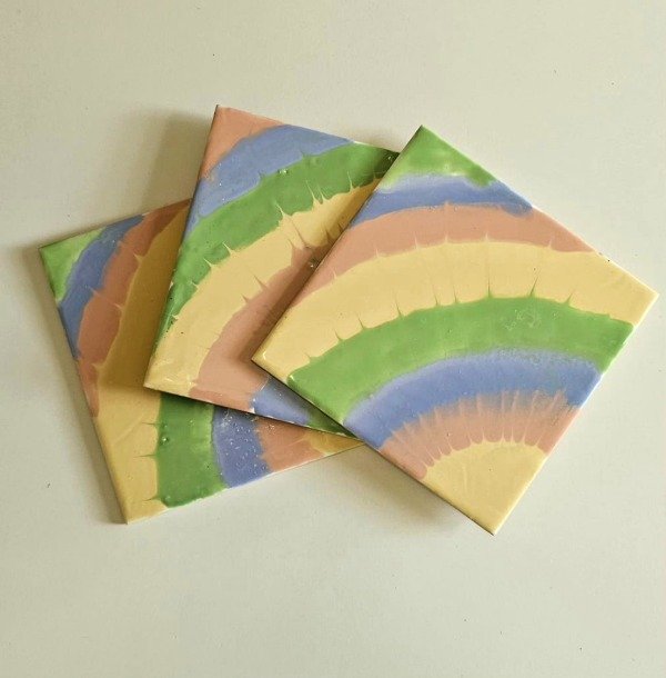 Producto - Azulejo artístico abanico- pastel