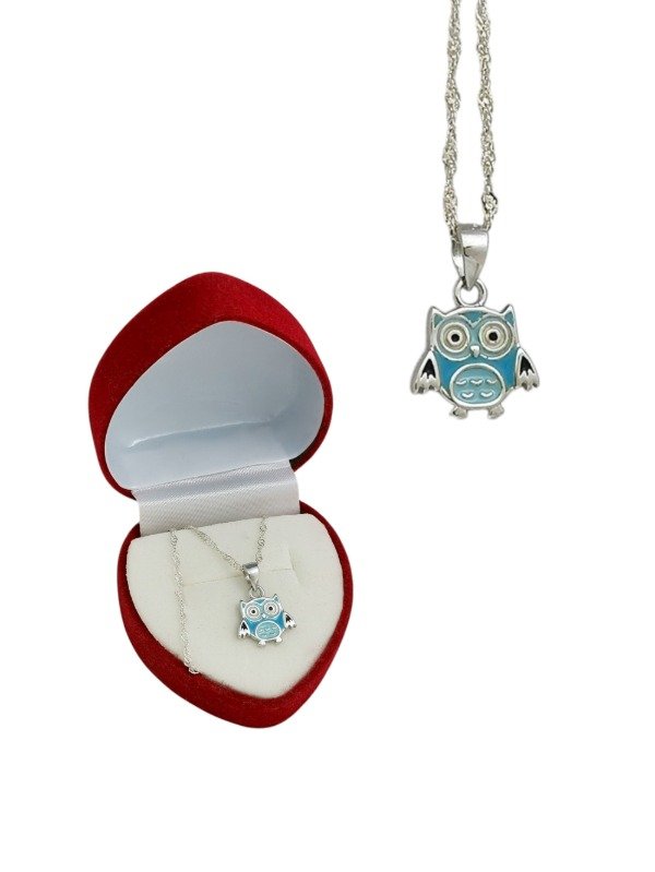 Producto - Conjunto Búho Celeste Plata 925