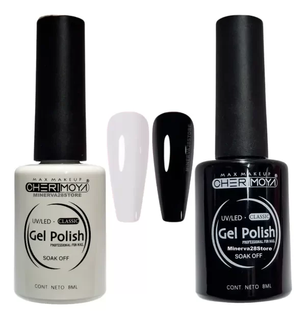 Producto - ESMALTE SEMIPERMANENTE BLANCO Y NEGRO CHERIMOYA 8ML