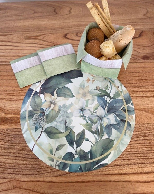 Producto - Set X 20 Platos De Sitio + 3 Paneras Papel Descartab