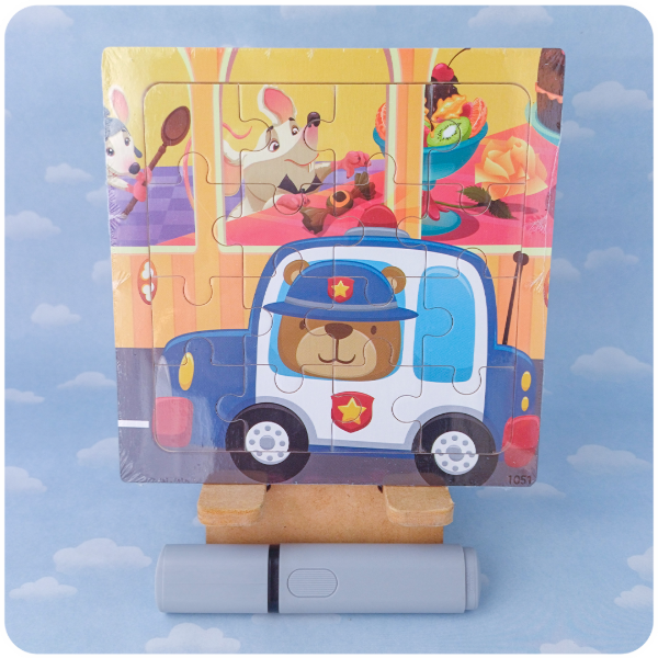 Producto - Rompecabeza de Madera 16 Piezas - Con guía - Oso Policía