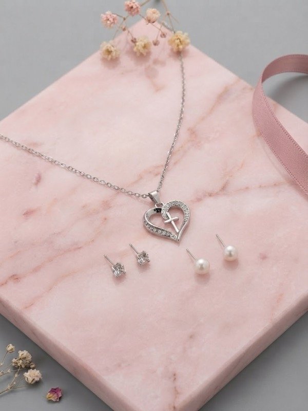 Producto - Set collar + dije + 2 pares de aros