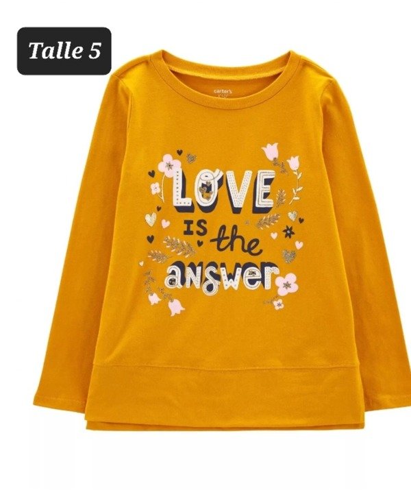 Remera manga larga carters talle 5 amarilla