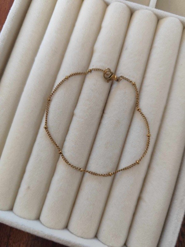 Producto - Pulsera veneciana bolitas. Acero dorado.