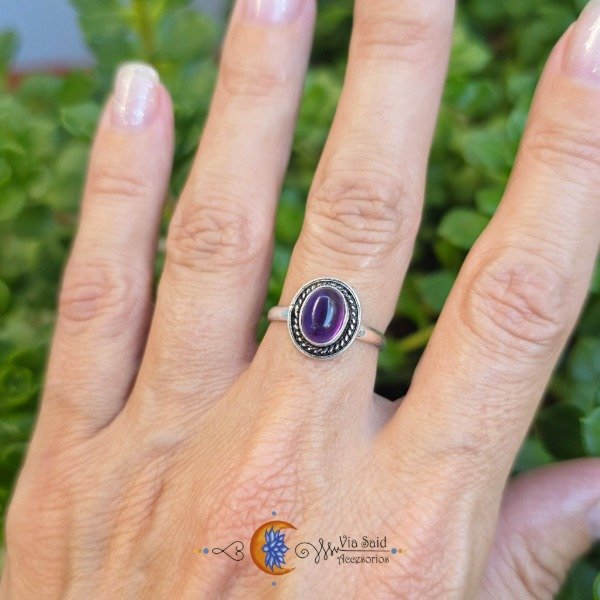 Producto - Anillo Hindú "Vanha" - Amatista (Piedra 7 x 9 mm) / Talle: 18 mm - 3