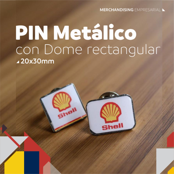 Producto - Pin Metalico con Dome rectangular 20x30 mm