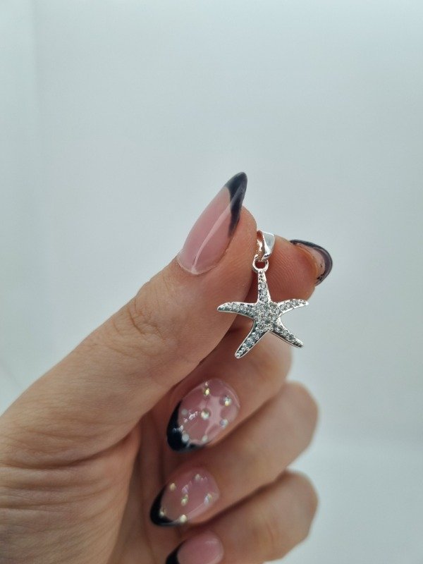 Producto - Dije acero blanco estrella de mar strass chica