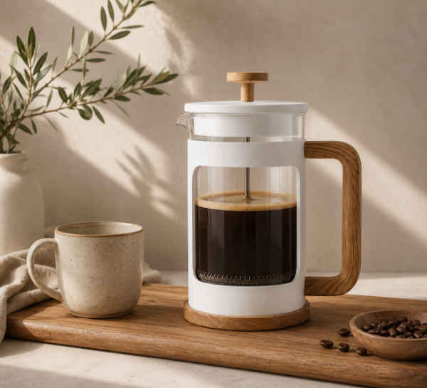 Producto - Cafetera prensa francesa 800 ml con detalles en madera