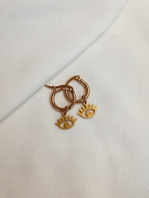Producto - Argollas OJITOS - Acero dorado