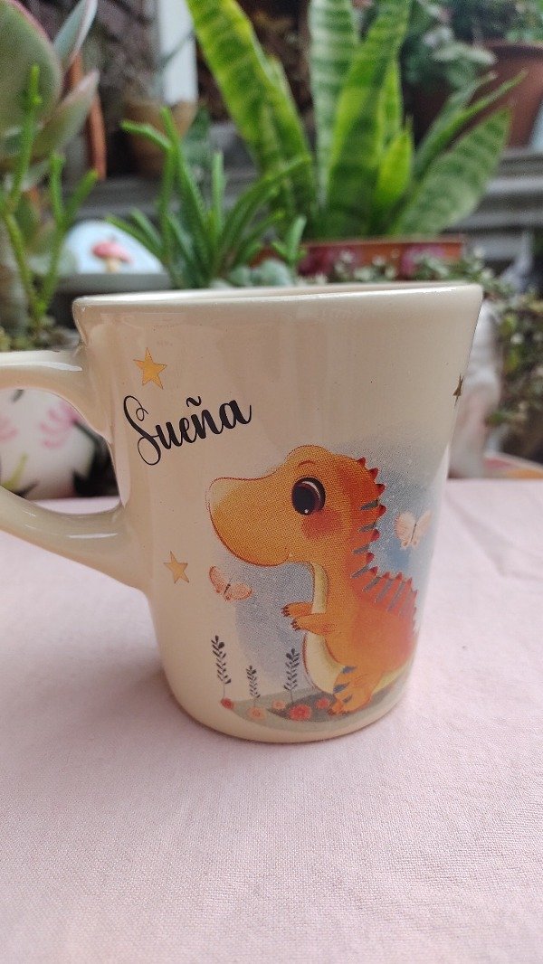 Tazza In Melamina Media 'Dinosaurs' - Verde Salvia, Stampa Dinosauri Selvaggi - Perfetta Per Picnic, Ufficio O Come Vaso