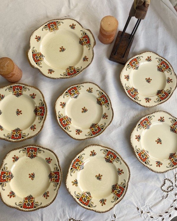Producto - Masitero Y 6 Platos De Playo 22,5cm Woods Ivory(algunos Detalle)