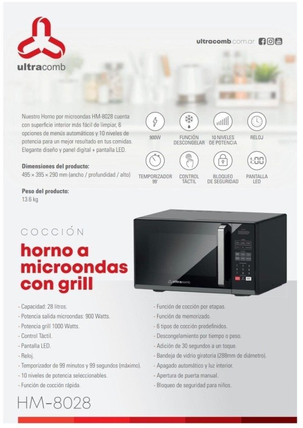 Producto - MICROONDAS ULTRACOMB 28LTS BLACK HM-8028