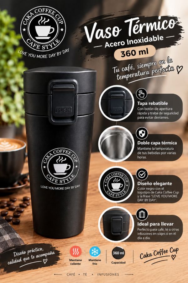 Producto - Vaso Térmico Caka Coffee Cup Negro