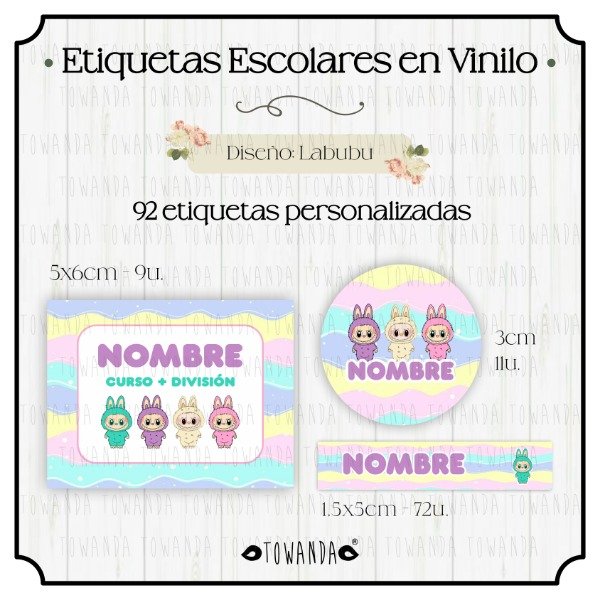 Producto - Labubu - Etiquetas Escolares en Vinilo