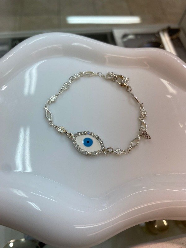 Producto - Pulsera Ojo Turco Acero Blanco - 0
