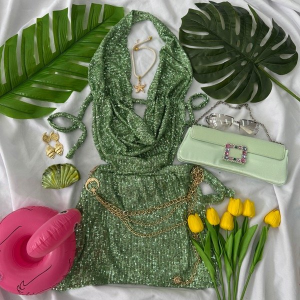 Producto - Conjunto verde (pareo y top)