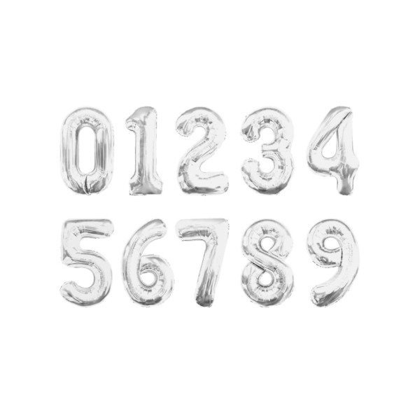 Producto - Globo metalizado número color plateado de 40" en blister (100cm)