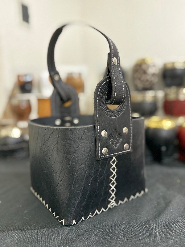 Producto - Canasto de cuero NEGRO