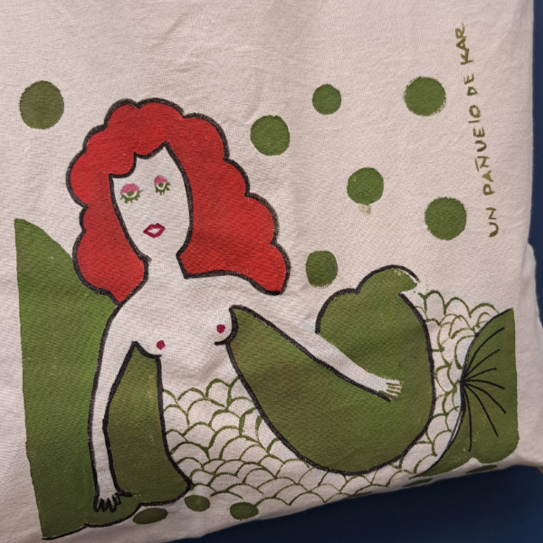 Producto - Tote Bag pintada a mano - Sirena inspirada en un pañuelo de Kar - 1