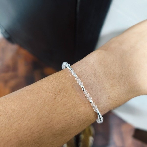 Producto - Pulsera cristal de roca mini TRANSPARENTE (#546)