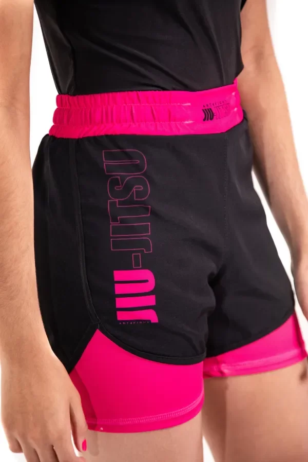 Producto - Short Duplo All Black Pink - A4F - 0