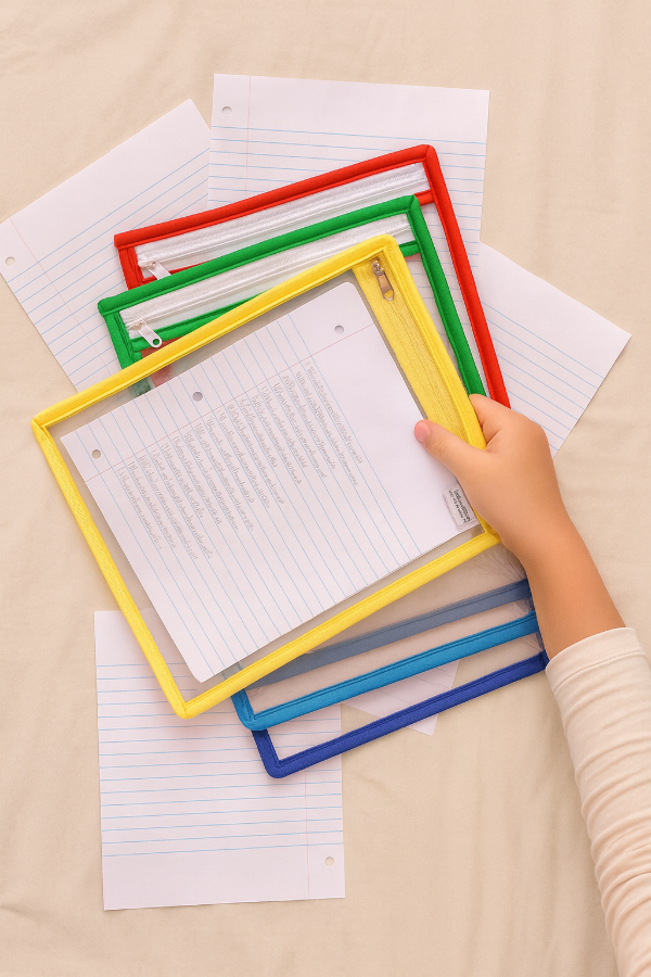 Producto - Pack 5 Sobres Carpeta Escolar Nro 3 Nylon Cristal Colores Artesanales