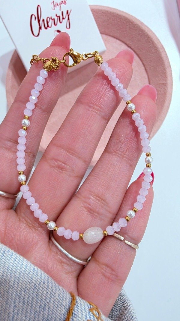 Producto - Pulsera rosa cristal AD