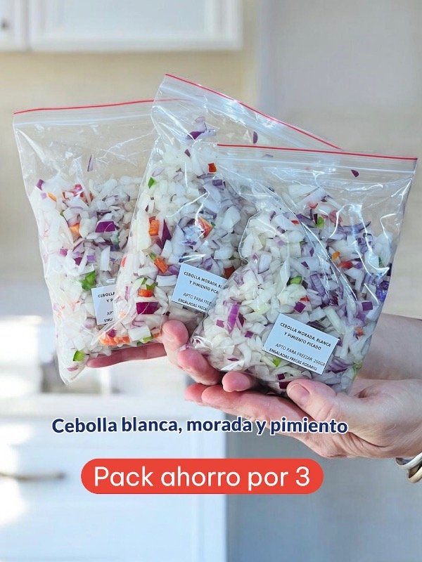 Producto - Pack ahorro cebolla blanca, morada y pimiento picado por 3