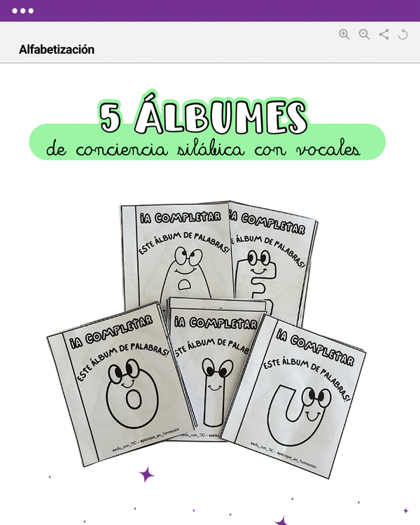 Producto - 5 ÁLBUMES DE CONCIENCIA SILÁBICA CON VOCALES