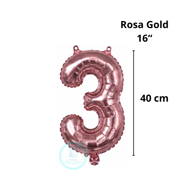 Producto - Globo N. 3 Metalizado 16" (40 cm) ROSADO x1