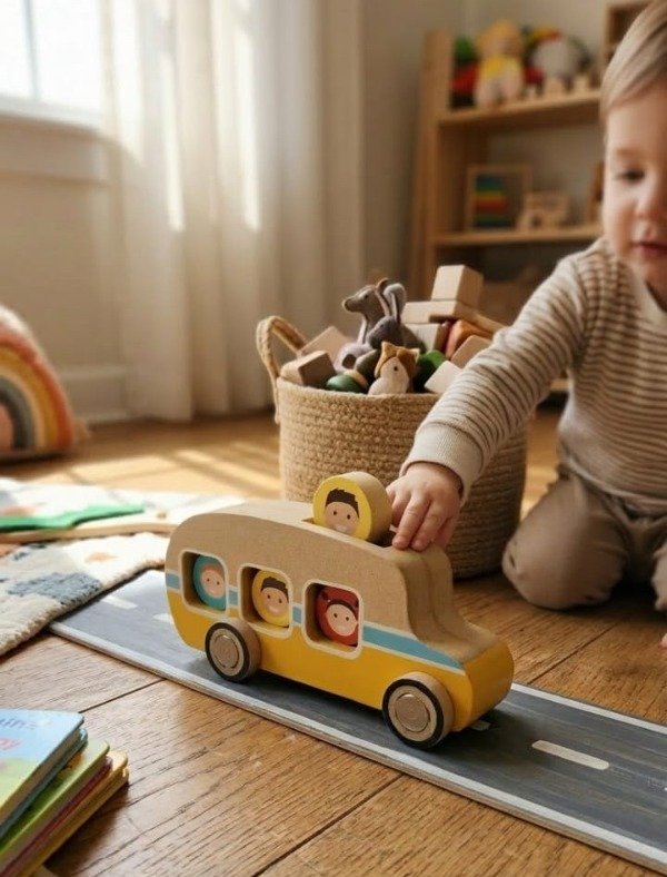 Producto - Autobus escolar con 3 piezas para introducir