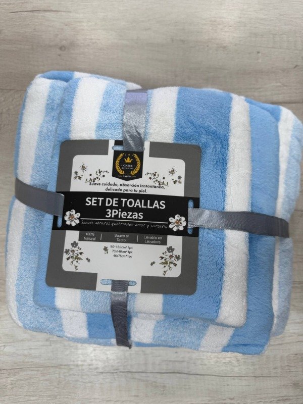 Producto - SET DE TOALLAS 3 PIEZAS SANTEL RAYADO (GRANDE)