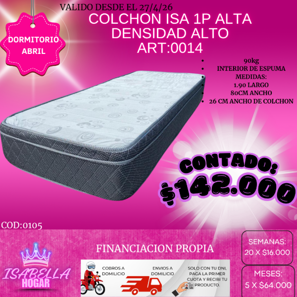 Producto - COLCHON ISA ALTA DENSIDAD 1P ALTO