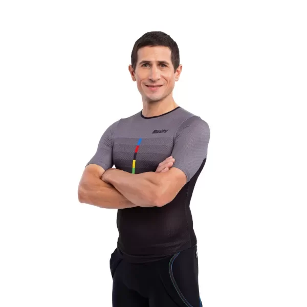 Producto - PRIMERA PIEL MANGA CORTA SANTINI UNISEX UCI RAINBOW OFFICIAL BLACK