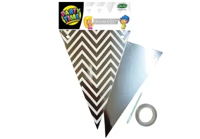 Producto - BANDERIN ZIGZAG STAMPING PLATA CON BLANCO