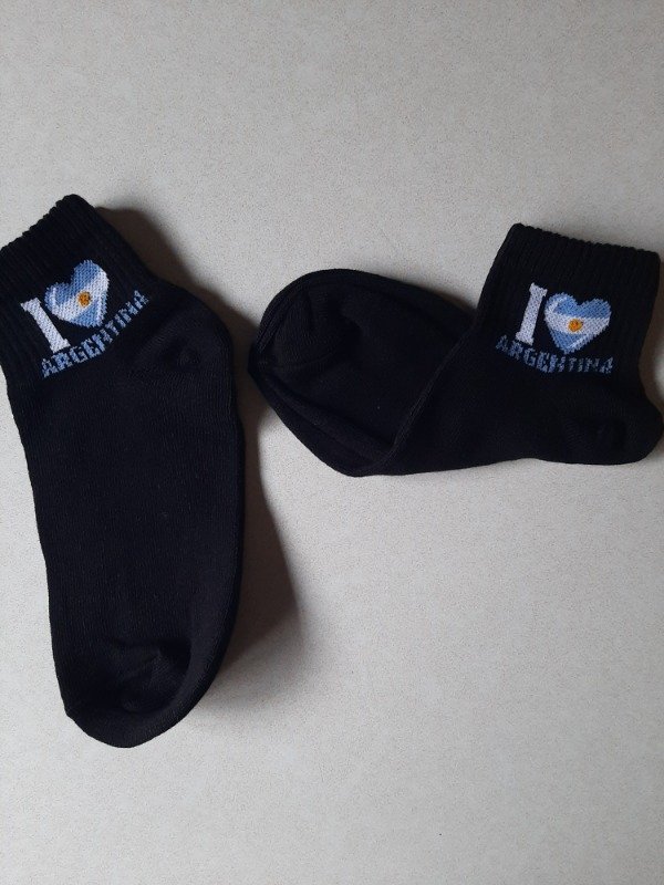 Producto - Soquete alto adulto - Negro corazón Argentina