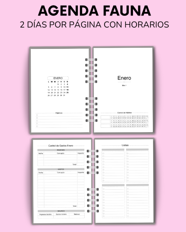 Producto - AGENDA FAUNA - 2 días por página - 2