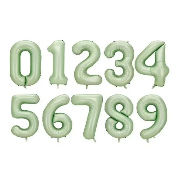 Producto - Globo metalizado número color verde pastel de 32" en blister (80cm)
