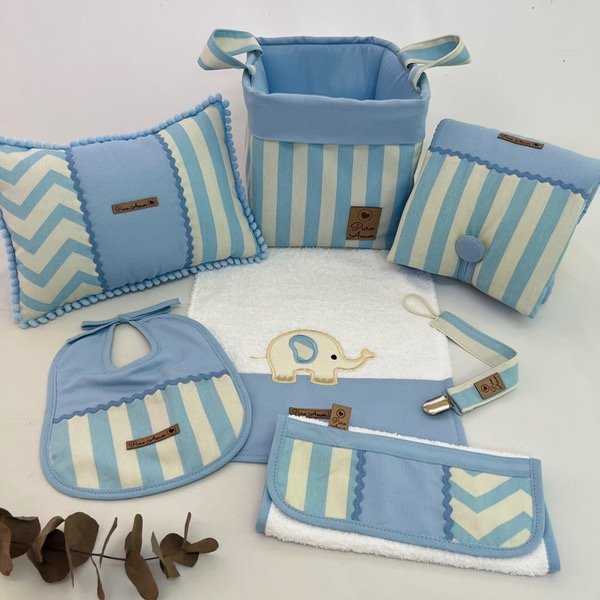 Producto - Opción 2: rayas celeste y tiza