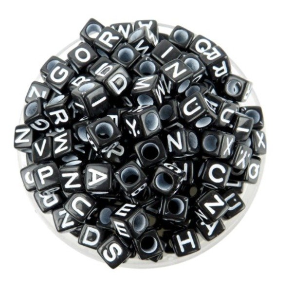 Producto - CANUTILLOS CUBOS LETRAS NEGROS 7MM X 50 GRAMOS