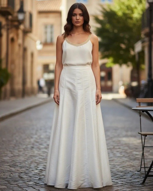 Producto - Pollera de Tafeta beyge