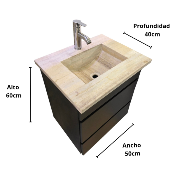 Producto - Vanitory de 50cm colgante (travertino) - 8