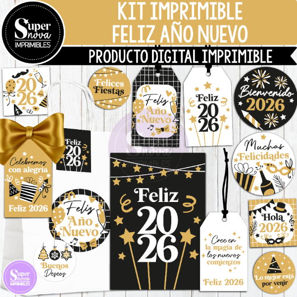 Producto - KIT IMPRIMIBLE FELIZ AÑO NUEVO
