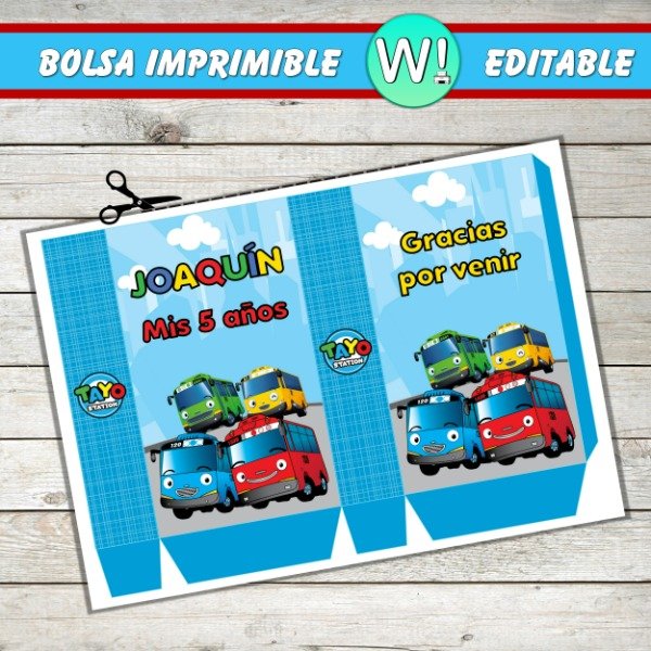 Producto - Bolsa Imprimible Tayo El Pequeño Autobús Editable - 2