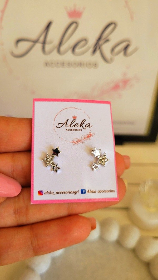 Producto - Aros estrellas con strass de acero quirúrgico
