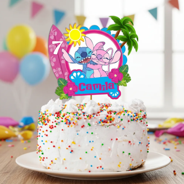 Producto - Kit Imprimible Topper Torta Stitch 3d Editable
