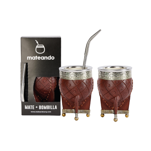 Producto - MATE IMPERIAL PREMIUM CUERO REPUJADO A MANO - MARRON