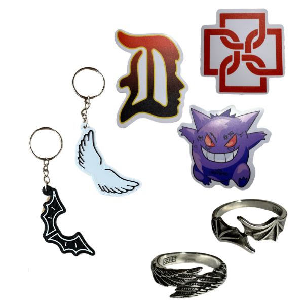 Producto - DOS ANILLOS + DOS LLAVEROS (ÁNGEL Y DIABLO)